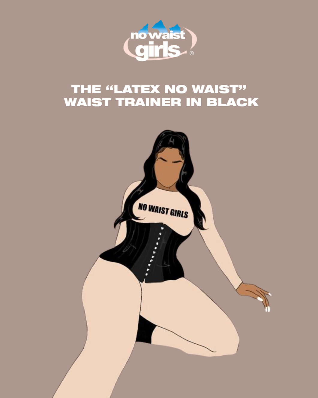 No waist latex trainer in black