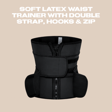 Load image into Gallery viewer, Soft latex waist trainer with double strap, hooks &amp; zip

